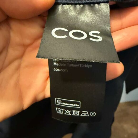 COS Dark Navy Blue Long Shirt Dress | EU34 ~ M | Ruffled Collar | Heavy Cotton - Picture 5 of 6